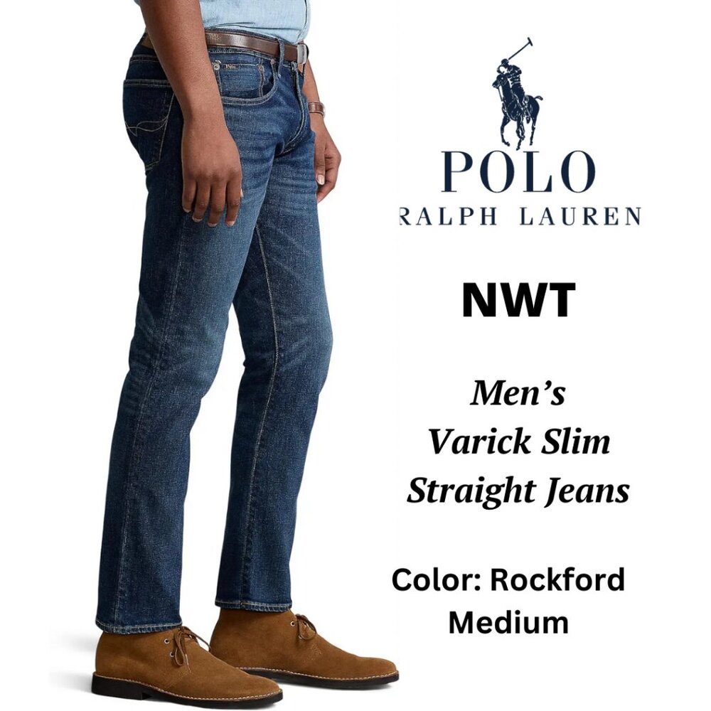 POLO RALPH LAUREN - NWT - Varick Slim Straight Jeans - ROCKFORD MEDIUM